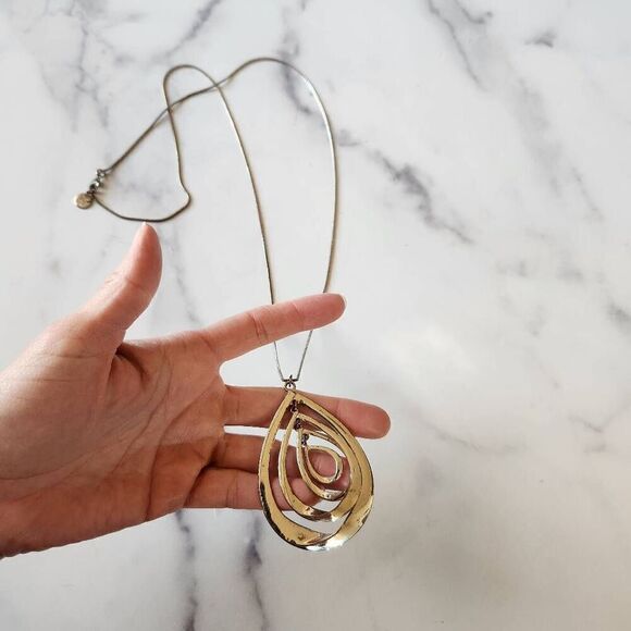 No Brand Jewelry - Lauren Conrad exaggerated long necklace swirl tier silver tear water droplet pen